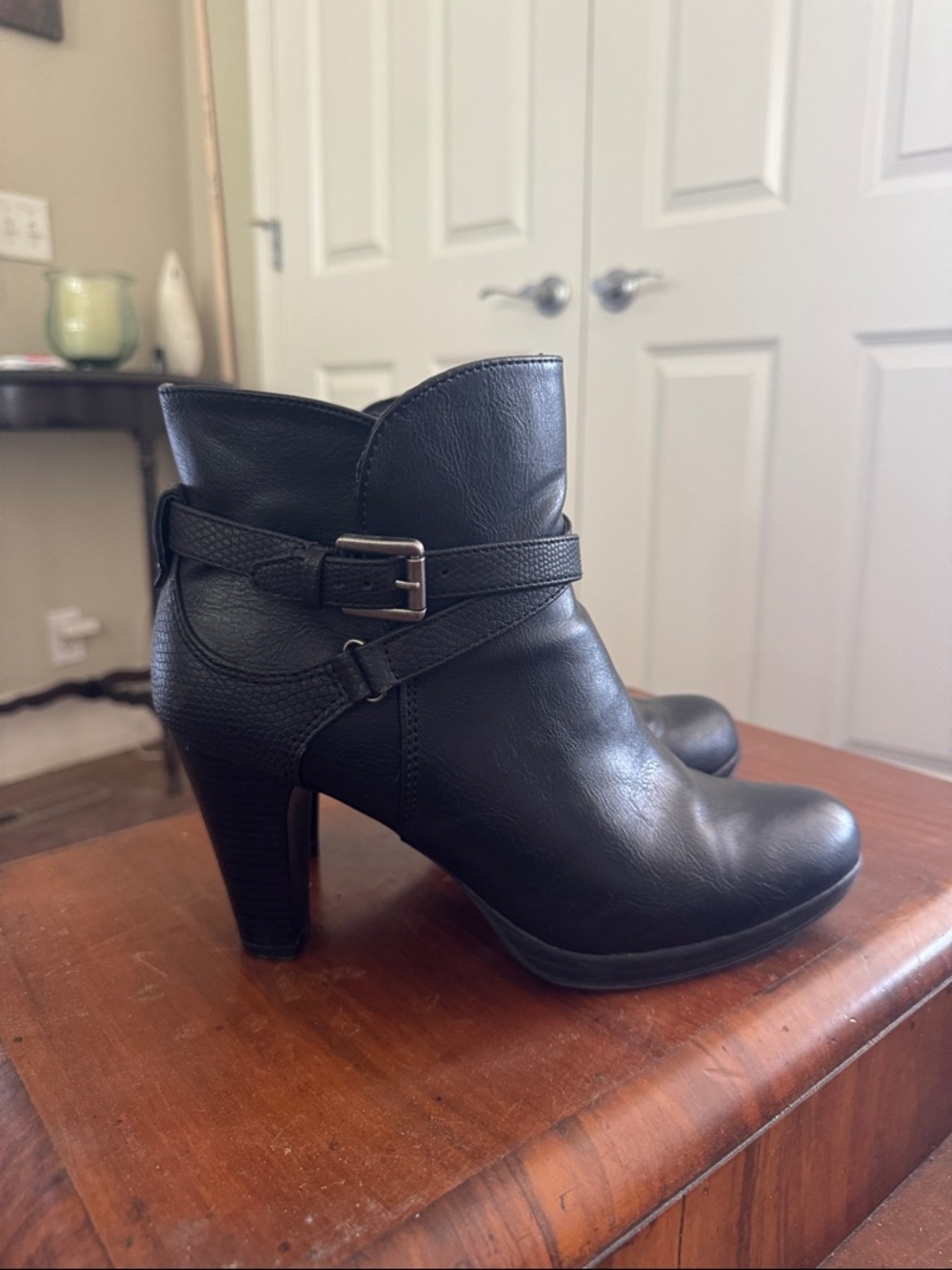 Rialto Women’s Black Ankle Booties with Buckle Strap